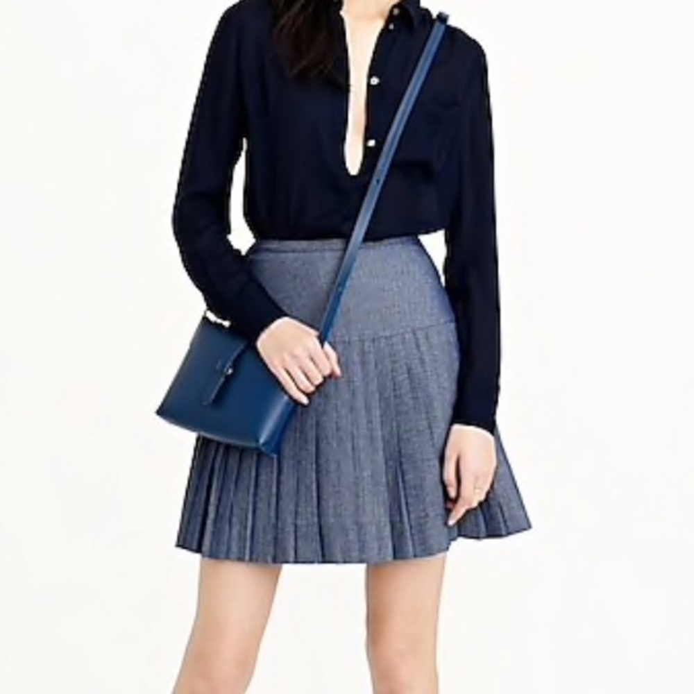 J. Crew Chambray Pleated Mini Skirt